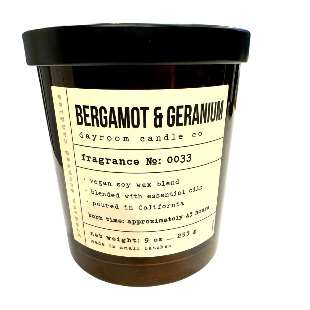 Leoben Co Bergamot & Geranium Vegan Soy Wax Candle, 9 Oz